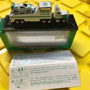 HESS 2001 mini racer transporter slightly used in original box